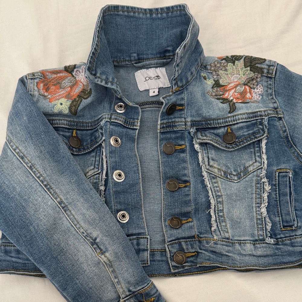 Joe's Jeans Blue Floral Embroidered Jean Jacket